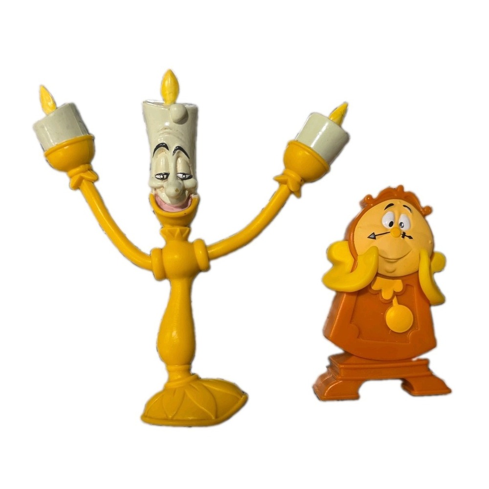 Disney Beauty and the Beast Figures Lumiere Bendy Cogsworth Cake Toppers